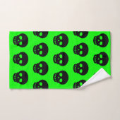 Gothic zwart limoen groen schedelpatroon bad handdoek (Handdoek)