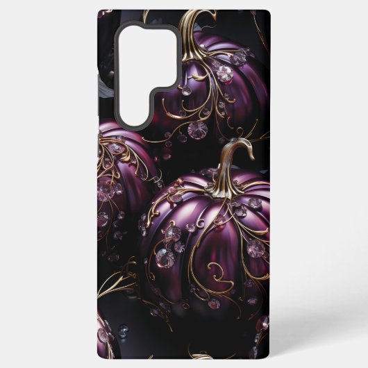 GOTHIC ZWART MET DONKERPAARSE POMPOENEN SAMSUNG GALAXY HOESJE (Achterkant)