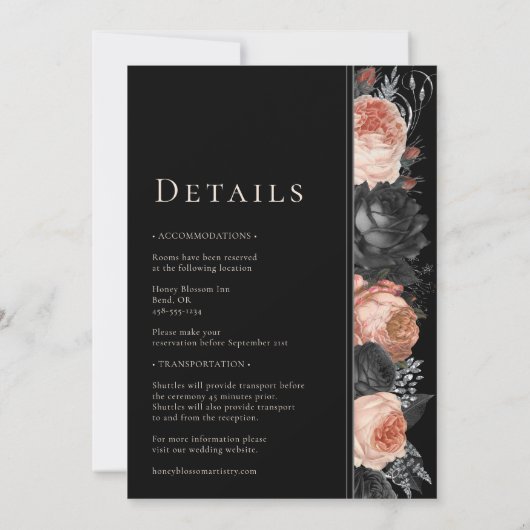 Gothic  zwart monogram bruiloft alles in één kaart (Achterkant)