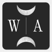Gothic Zwart Monogram Moon Crest Envelope Seal Vierkante Sticker (Voorkant)