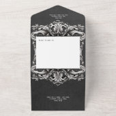 Gothic Zwart Moody Victoriaans Lijst Diner All In One Uitnodiging (Buitenkant)