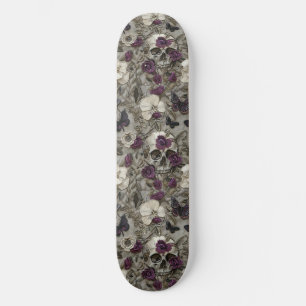 Gothic Zwart Paarse Rozen Skulls Moths Skateboard