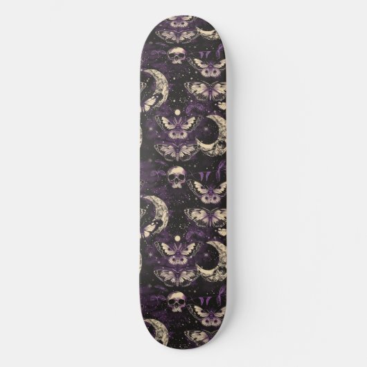 Gothic zwart Paarse schedels motten maan skateboar Persoonlijk Skateboard (Voorkant)