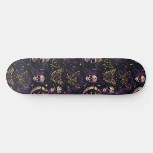 Gothic zwart Paarse schedels motten maan skateboar Persoonlijk Skateboard (Horizontaal)