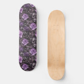 Gothic Zwart Paarse Skulls en Rozen Skateboard (Voorkant)