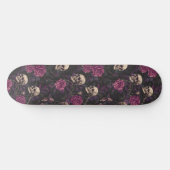 Gothic Zwart Paarse Skulls en Rozen Skateboard (Horizontaal)