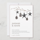 Gothic zwart pinecones sterren kerst bruiloft kaart (Voorkant)