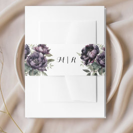 Gothic  Zwart Pioenrozen Invitation Belly Band Uitnodigingen Wikkel