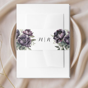Gothic  Zwart Pioenrozen Invitation Belly Band Uitnodigingen Wikkel