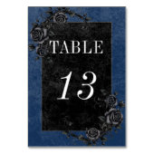 Gothic Zwart Raven & Zwart Rozen Blauw Bruiloft Kaart (Achterkant)