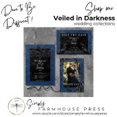 Gothic Zwart Raven & Zwart Rozen Blauw Bruiloft Kaart