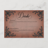 Gothic zwart & roest filigraan hart details informatiekaartje (Voorkant)