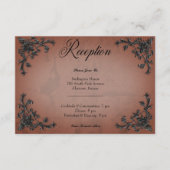 Gothic Zwart & Roest Filigraan Hart Ontvangst Informatiekaartje (Voorkant)