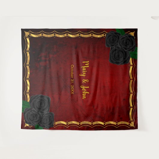 Gothic Zwart Roos Bloed Rood Foto Huwelijk Achterg Wandkleed (Voorkant (horizontaal))