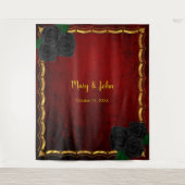 Gothic Zwart Roos Bloed Rood Foto Huwelijk Achterg Wandkleed (Voorkant)