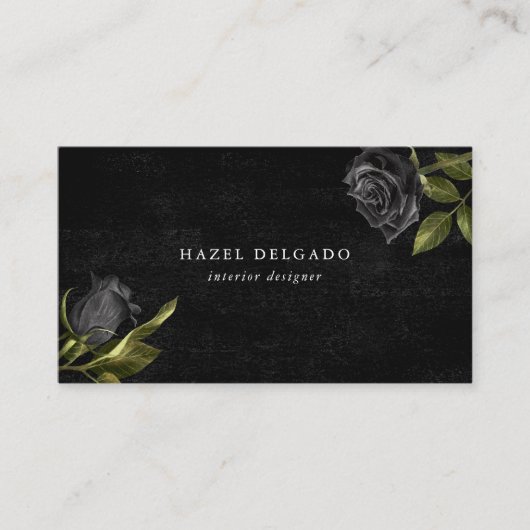 Gothic zwart Roos bloemig Visitekaartje (Voorkant)