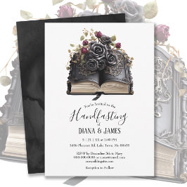 Gothic Zwart Roos & Boek Fantasy Handfasting Kaart