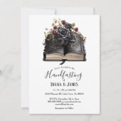 Gothic Zwart Roos & Boek Fantasy Handfasting Kaart (Voorkant)