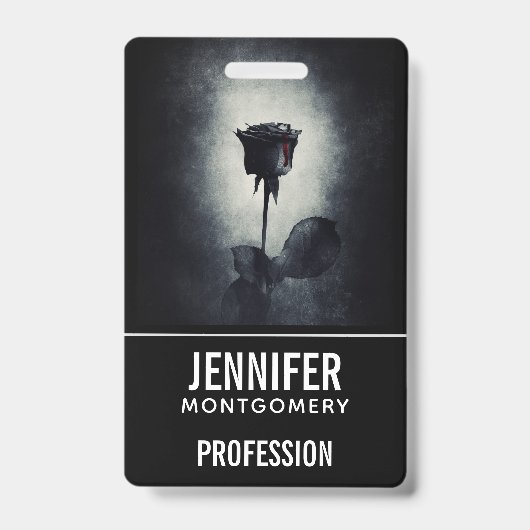 Gothic zwart Roos druppelen bloed macabre beroep Badge (Voorzijde)