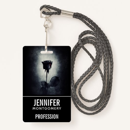 Gothic zwart Roos druppelen bloed macabre beroep Badge (Voorkant met draagriem)