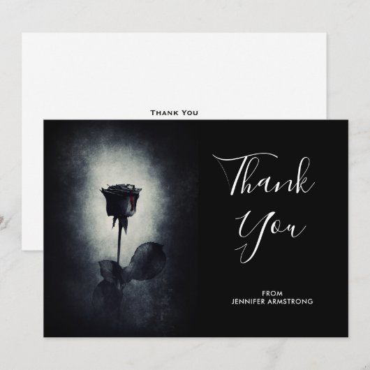 Gothic Zwart Roos Druppelen Bloed Macabre Dank u Bedankkaart (Voorkant / Achterkant)