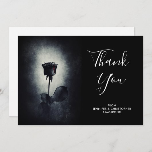 Gothic Zwart Roos Druppelen Bloed Macabre Dank u Bedankkaart (Voorkant / Achterkant)