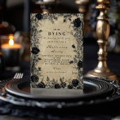 Gothic Zwart Roos Halloween Soirée Kaart