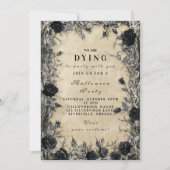 Gothic Zwart Roos Halloween Soirée Kaart (Voorkant)