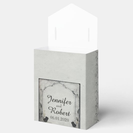 Gothic Zwart Roos Trellis Bruiloft Favor Box Bedankdoosjes (Geopend)