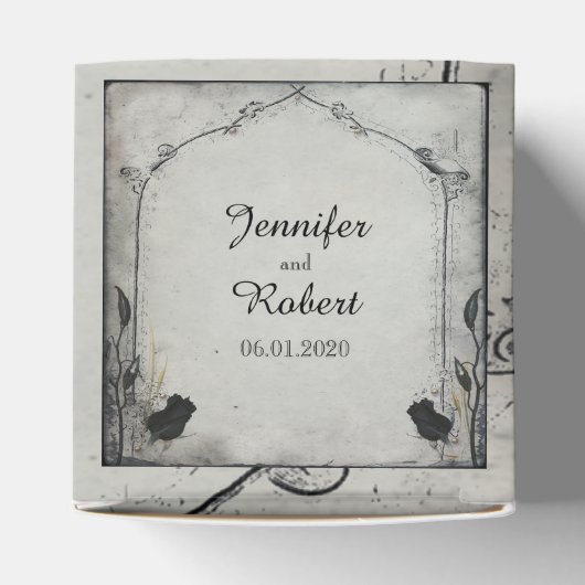 Gothic Zwart Roos Trellis Bruiloft Favor Box Bedankdoosjes (Bovenkant)