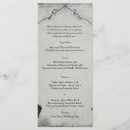 Gothic Zwart Roos Trellis Bruiloft Menu