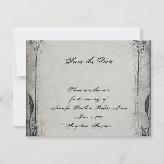 Gothic Zwart Roos Trellis Bruiloft Save the Date (Voorkant)