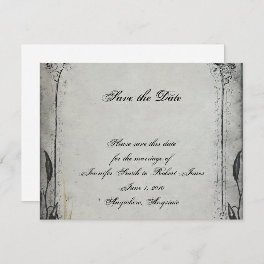 Gothic Zwart Roos Trellis Bruiloft Save the Date (Voorkant / Achterkant)