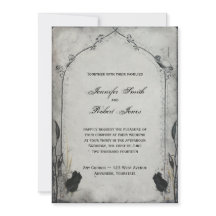 Gothic zwart Roos Trellis bruiloft uitnodiging