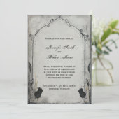 Gothic zwart Roos Trellis bruiloft uitnodiging (Staand voorkant)