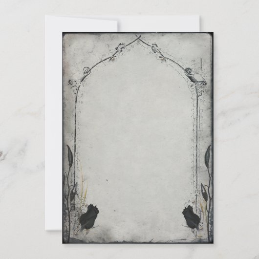 Gothic zwart Roos Trellis bruiloft uitnodiging (Achterkant)