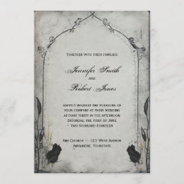 Gothic zwart Roos Trellis bruiloft uitnodiging
