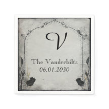 Gothic Zwart Roos Trellis Monogram Bruiloft