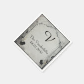 Gothic Zwart Roos Trellis Monogram Bruiloft Servet (Hoek)