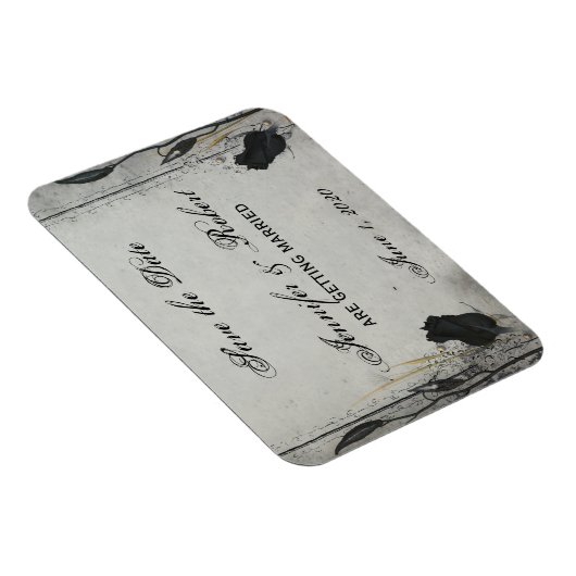 Gothic Zwart Roos Trellis Save the Date Magneet (Rechterzijde)