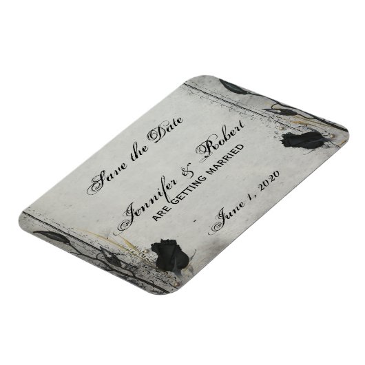 Gothic Zwart Roos Trellis Save the Date Magneet (Linkerzijde)