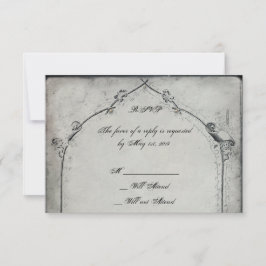 Gothic Zwart Roos Trellis Wedding Response Kaart