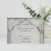 Gothic Zwart Roos Trellis Wedding Response Kaart (Staand voorkant)