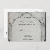 Gothic Zwart Roos Trellis Wedding RSVP Uitnodiging Briefkaart (Voorkant / Achterkant)