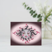 Gothic Zwart Roze Zon Godin Briefkaart (Staand voorkant)