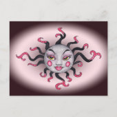 Gothic Zwart Roze Zon Godin Briefkaart (Voorkant)