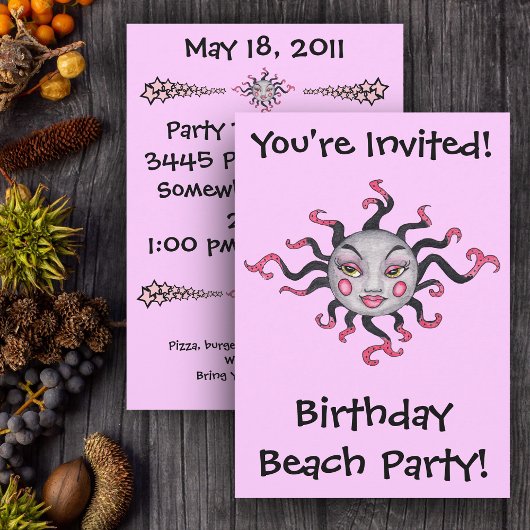 Gothic Zwart Roze Zon Godin Uitnodigingen