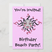 Gothic Zwart Roze Zon Godin Uitnodigingen (Voorkant)