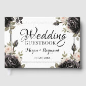 Gothic Zwart Rozen  Gothic Bruiloft Gast Gastenboek (Voorkant)