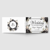 Gothic Zwart Rozen  Gothic Bruiloft Gast Gastenboek (Volledig)